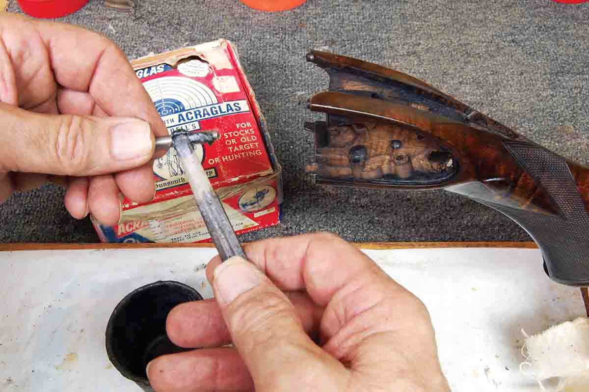 The final step is coating the steel rod with epoxy and pushing it into place.